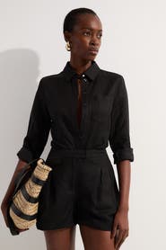 Karen Millen Linen Blend Long Sleeve Shirt