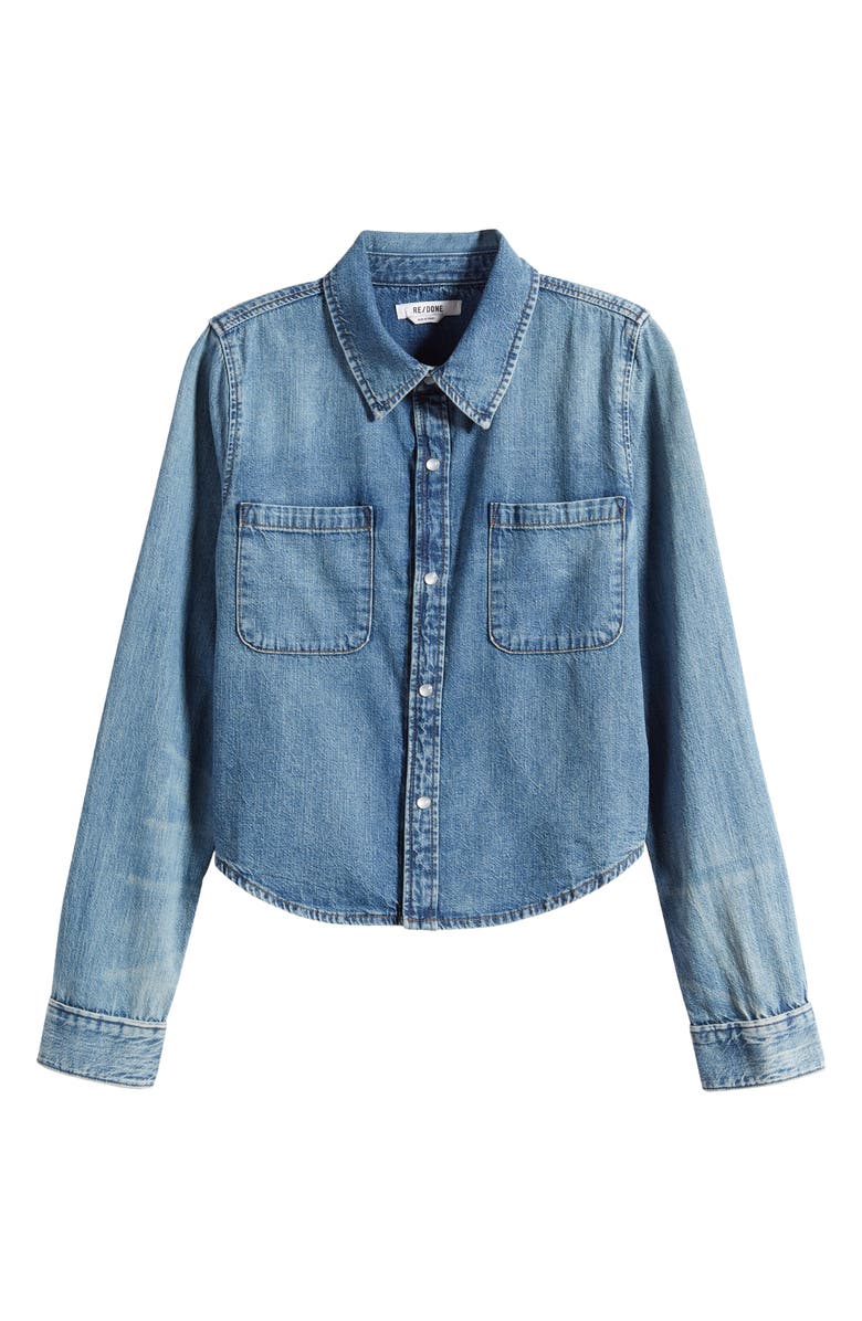 Re/Done Slim Fit Denim Snap-Up Shirt, Alternate, color,