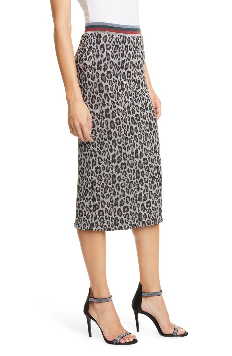 Le Superbe Liza Metallic Leopard Jacquard Sweater Skirt, Alternate, color, 