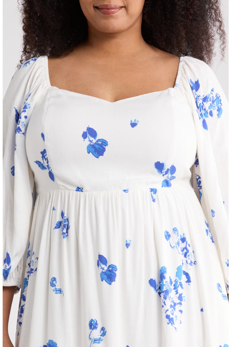 Mildred Floral Granger Midi Dress, Alternate, color, WHITE BLUE