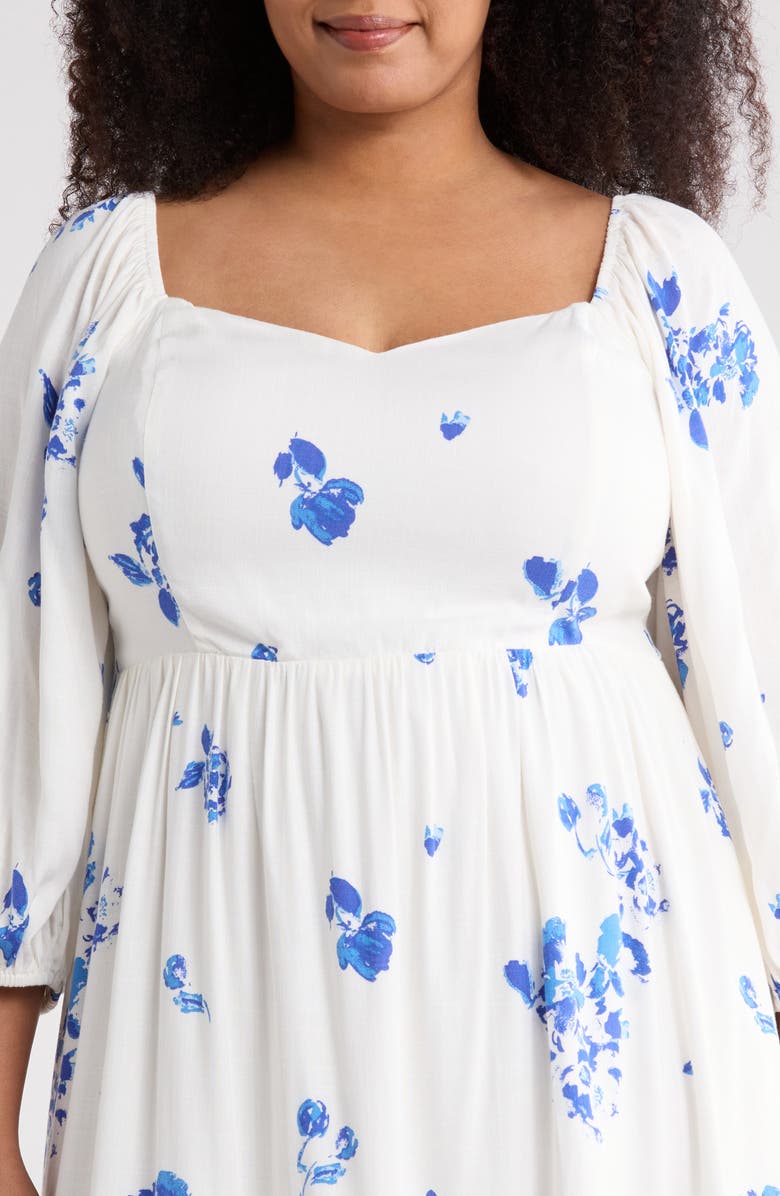 SUGARLIPS Mildred Floral Granger Midi Dress, Alternate, color, White Blue