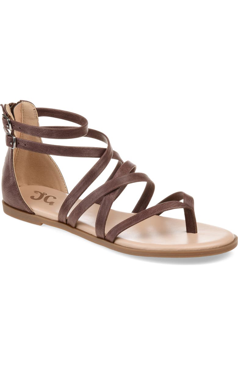 Journee Collection Zailie Gladiator Sandal - Wide Width, Main, color, Brown