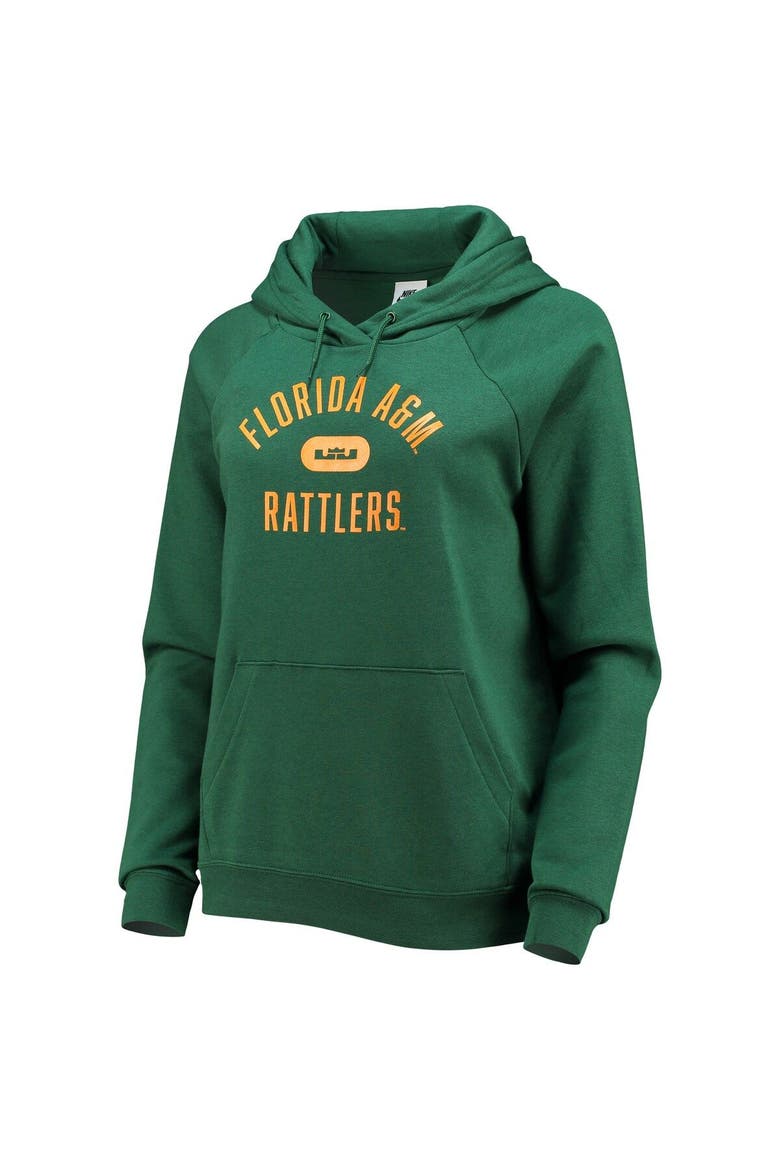 Women's Nike x LeBron James Green Florida A&M Rattlers Pillbox Varsity Raglan Pullover Hoodie, Alternate, color, Green