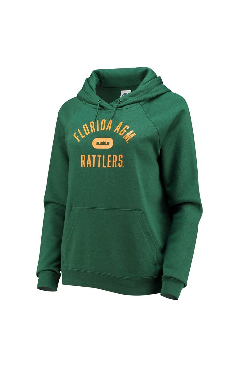 NIKE X LEBRON JAMES Women's Nike x LeBron James Green Florida A&M Rattlers Pillbox Varsity Raglan Pullover Hoodie, Alternate, color, Green