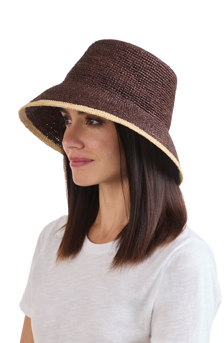 Vince Straw Bucket Hat, Alternate, color, Brown