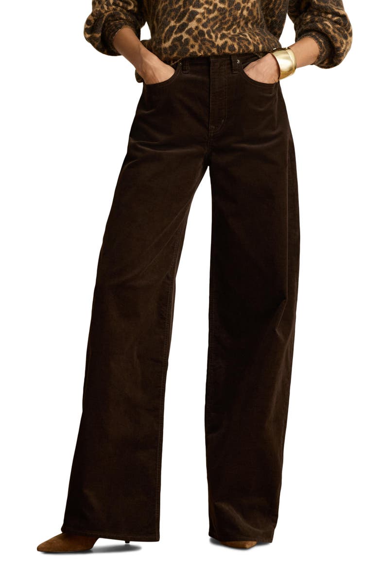 High Waist Wide Leg Corduroy Pants, Main, color, BROWN