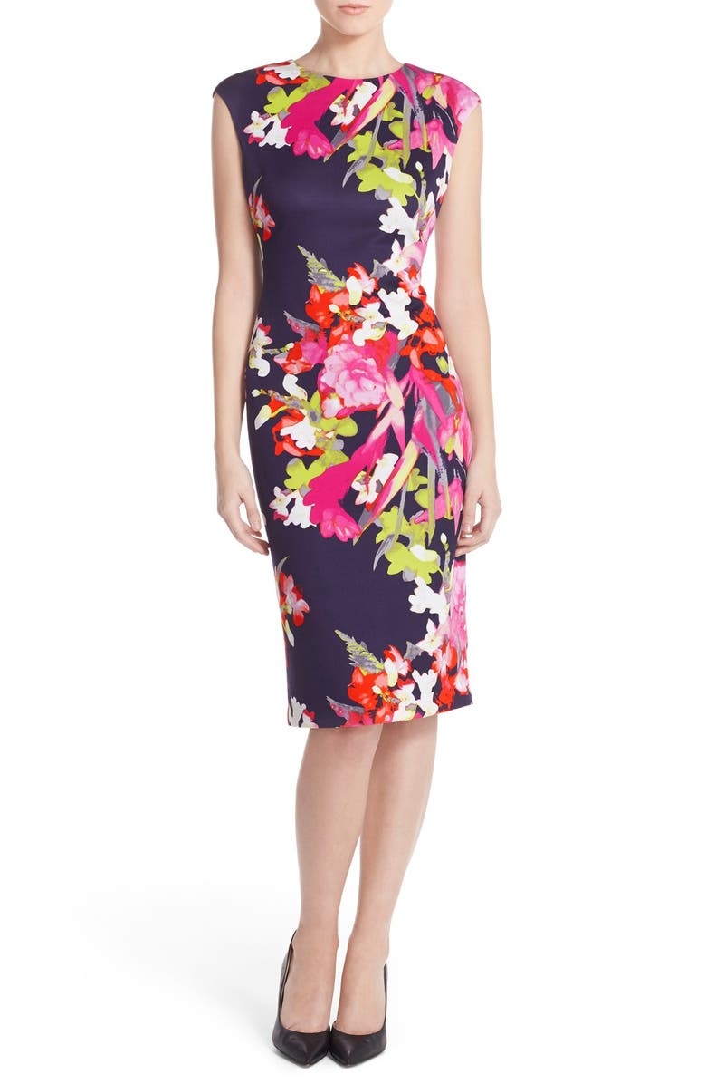 Vince Camuto Floral Scuba Sheath Dress, Alternate, color,