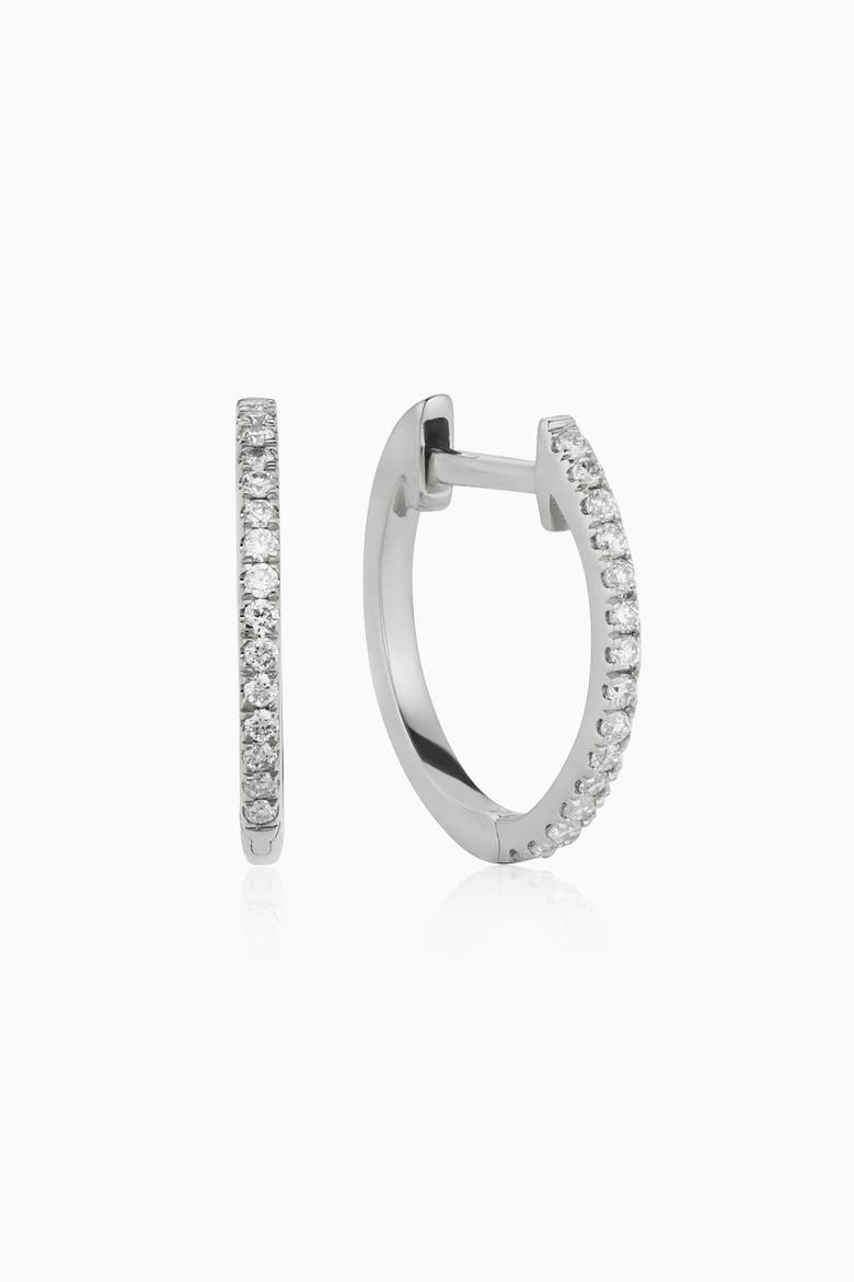14K Gold Shine Bright Small Diamond Hoops, Main, color, White Gold - Diamonds