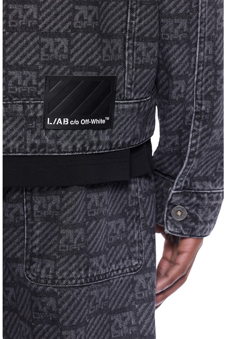 Logo Print Denim Jacket, Alternate, color, BLACK