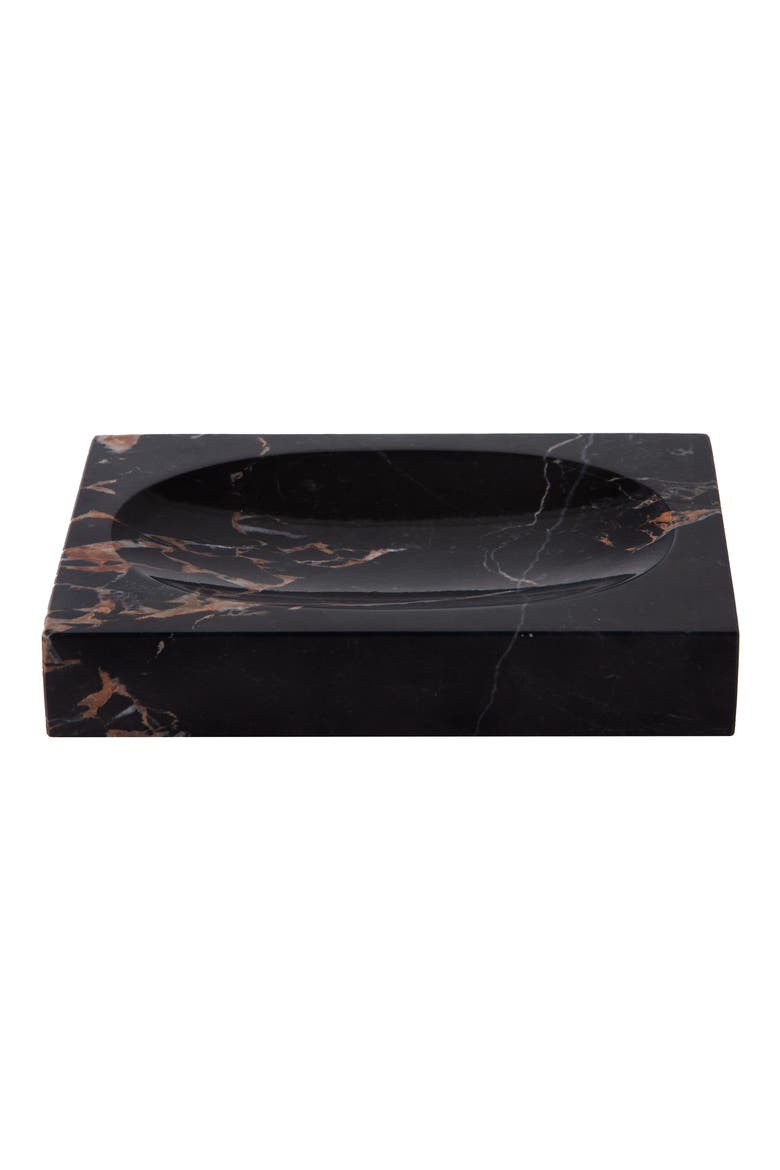 Athenas Marble Soap Dish, Alternate, color, BLACK/ GOLD