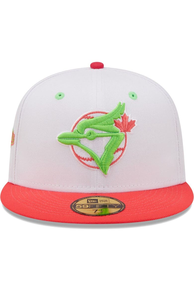 Men's New Era White/Coral Toronto Blue Jays 1992 World Series Strawberry Lolli 59FIFTY Fitted Hat, Alternate, color, White