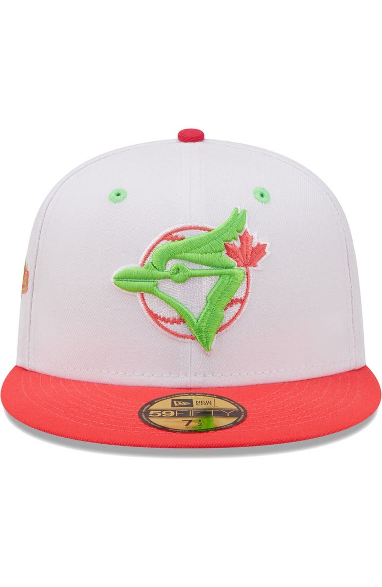 New Era Men's New Era White/Coral Toronto Blue Jays 1992 World Series Strawberry Lolli 59FIFTY Fitted Hat, Alternate, color, 