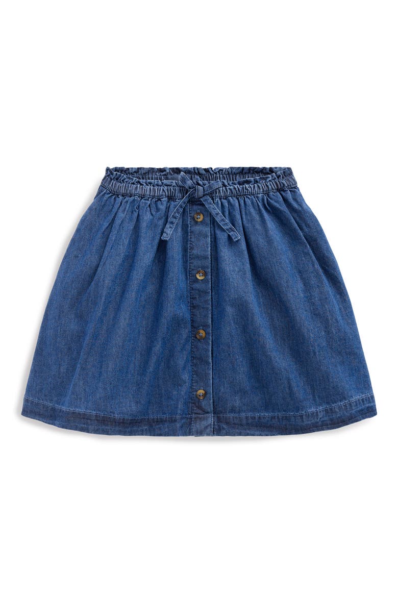 Kids' Button Front Chambray Skirt, Main, color, MID WASH