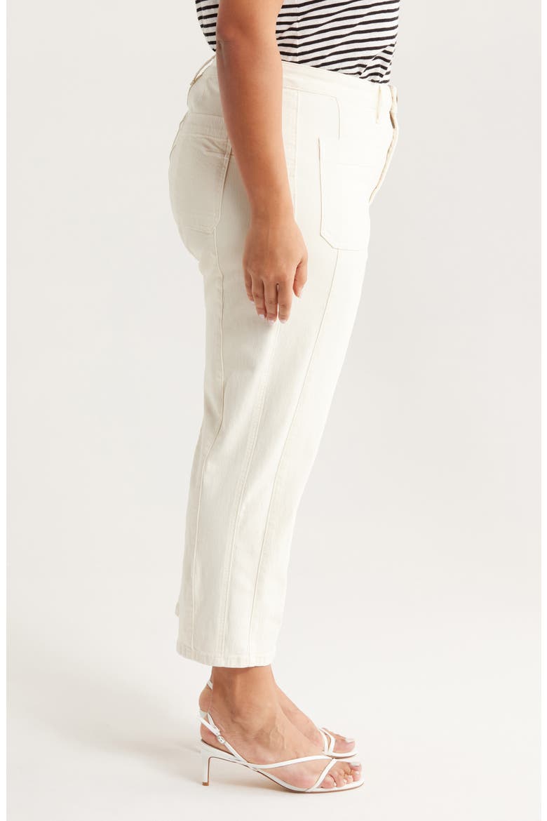 Patch Pocket High Waist Crop Wide Leg Jeans, Alternate, color, ECRU