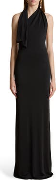 Khaite Roza Scarf Detail Jersey Gown