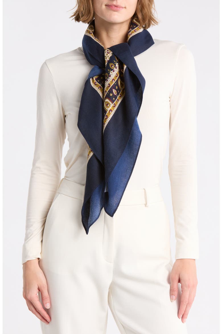 Paisley Print Scarf, Main, color, NAVY