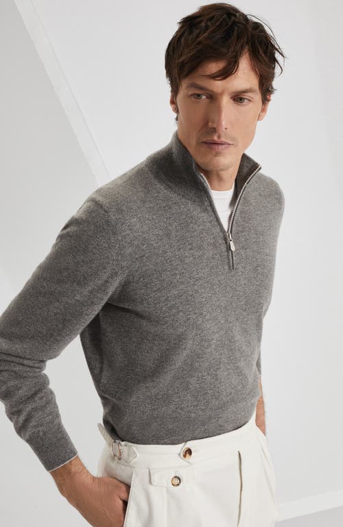 Brunello Cucinelli Cashmere Half-zip Sweater In Dark Grey