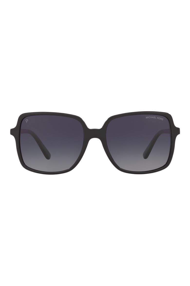 56mm Polarized Gradient Square Sunglasses, Main, color, BLACK