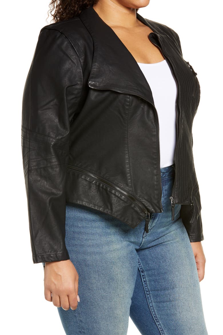 Faux Leather Moto Jacket, Alternate, color, BLACK