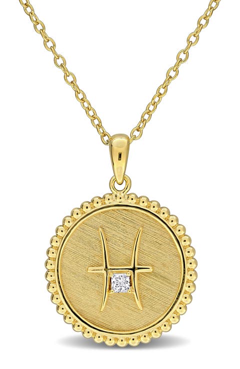 Zodiac Created White Sapphire Pendant Necklace