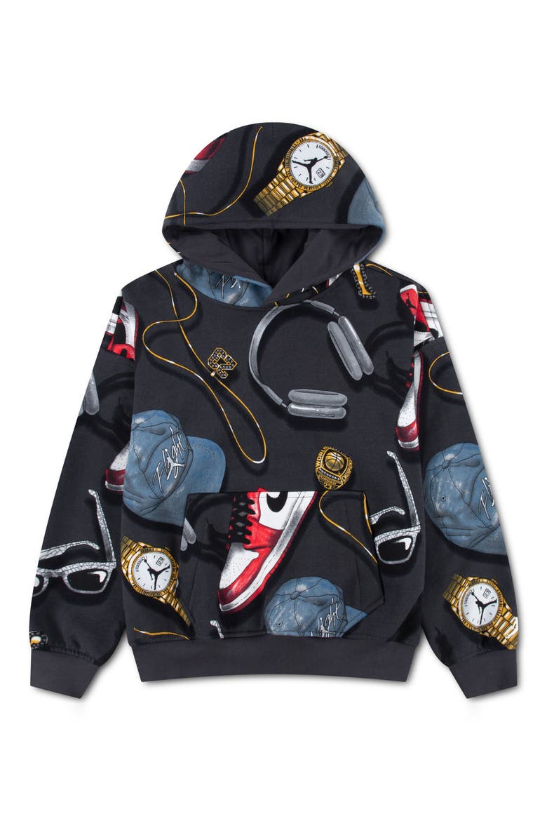 Kids' Mike's Flight Graphic Hoodie, Main, color, OFF NOIR