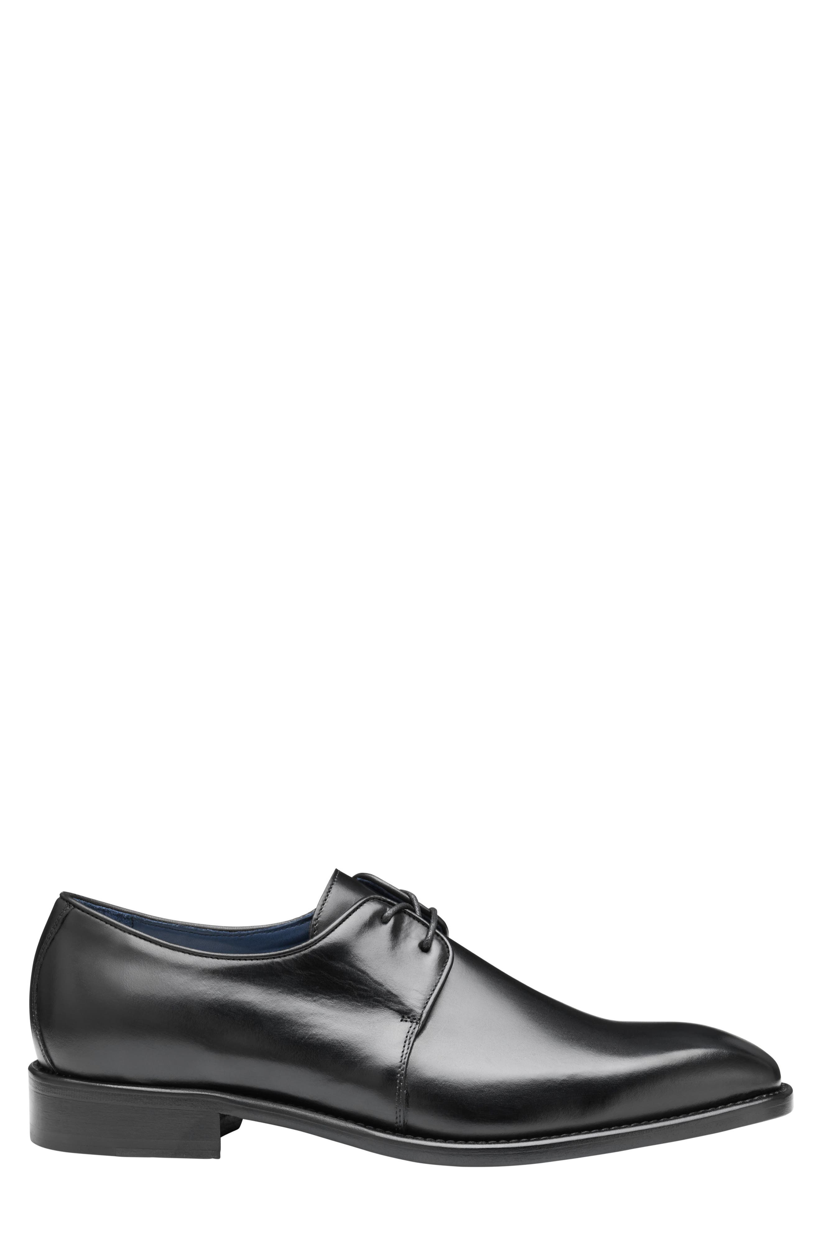 Johnston & Murphy Larson Plain Toe Derby, Alternate, color, Black Italian Calfskin