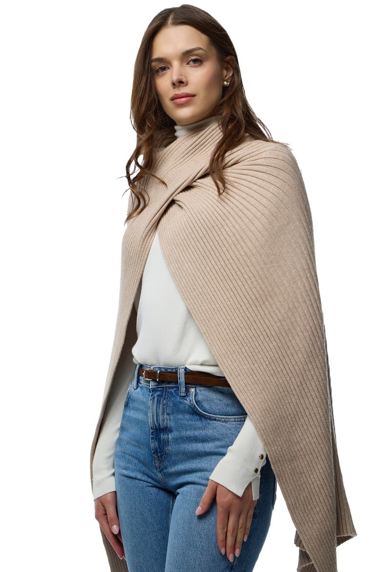 Drape Rib Wrap, Alternate, color, BEIGE