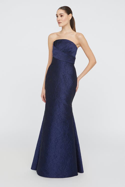 Theia Harlow Strapless Gown In Blue