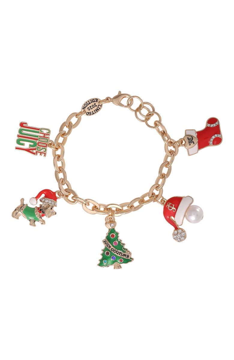 Juicy Couture Christmas Charm Bracelet, 7.5", Main, color, Multi