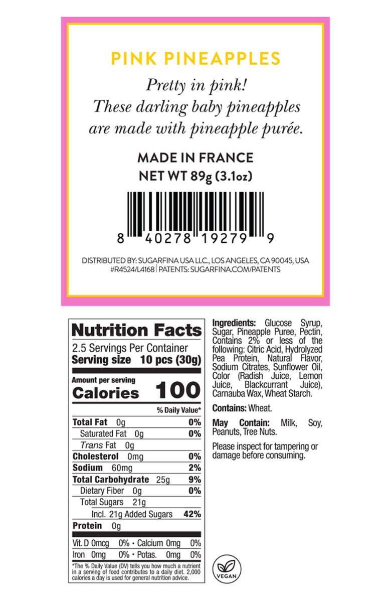 sugarfina Pink Pineapples Set of 4 Candy Cubes, Alternate, color, 