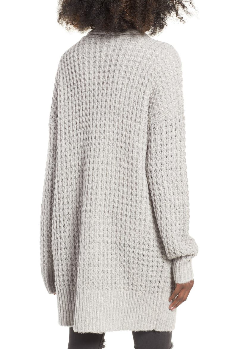 Waffle Knit Cardigan, Alternate, color, GREY CLOUDY HEATHER