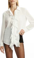 Bardot Jolanda Ruffle Front Button-Up Shirt