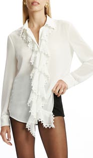 Bardot Jolanda Ruffle Front Button-Up Shirt