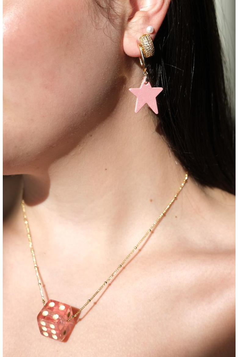 Dice Charm Necklace, Alternate, color, Pink/ Gold