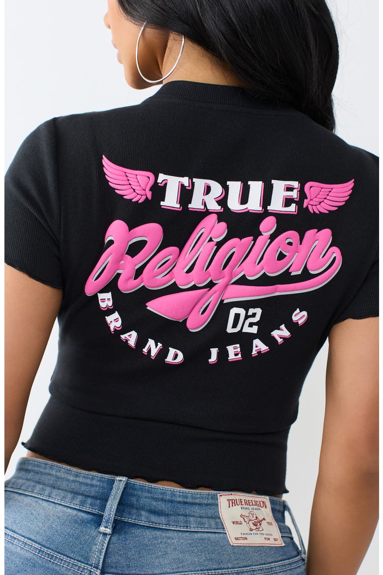 Wings Lettuce Edge Rib Baby Tee, Alternate, color, JET BLACK