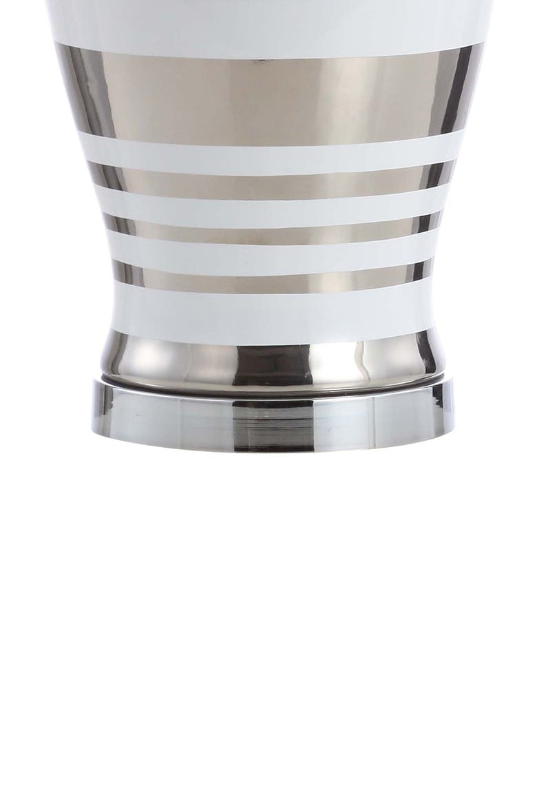 Zilar Striped 28.75" Ceramic/Iron Classic Modern LED Table Lamp, Silver, Alternate, color, Silver/White