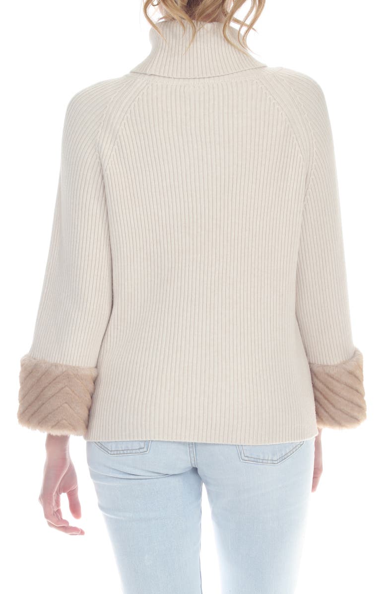 RAIN AND ROSE Faux Fur Cuff Turtleneck Sweater, Alternate, color, 