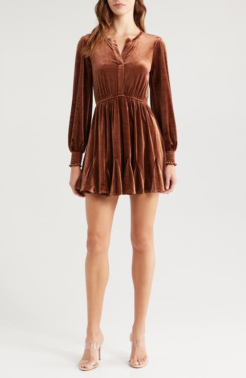 Long Sleeve Velvet Minidress