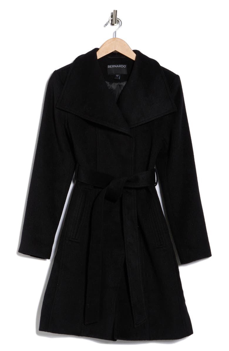 Bernardo Wool Blend Wrap Coat, Alternate, color, Black