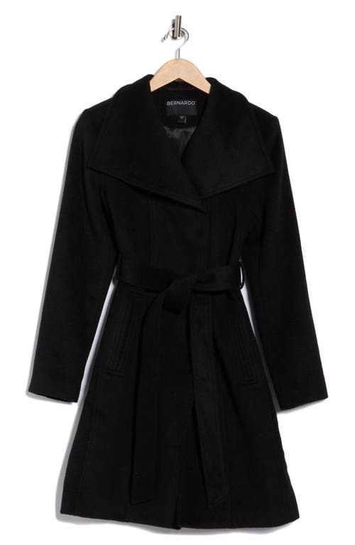 Bernardo Wool Blend Wrap Coat In Black