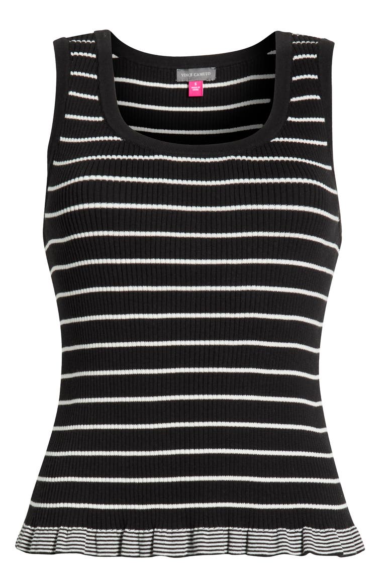 Stripe Cotton Rib Tank, Alternate, color, RICH BLACK