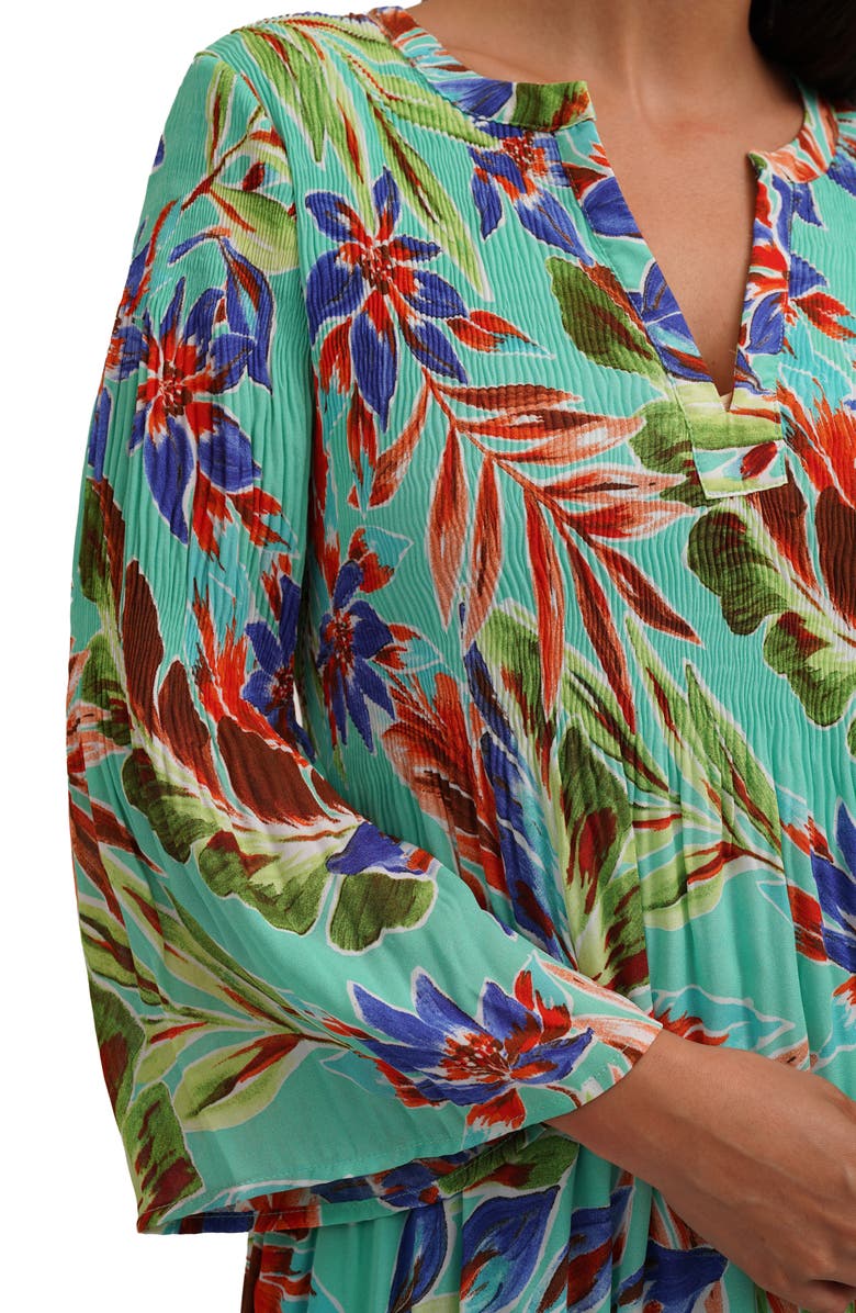 CYRUS Three-Quarter Sleeve Plissé Dress, Alternate, color, 