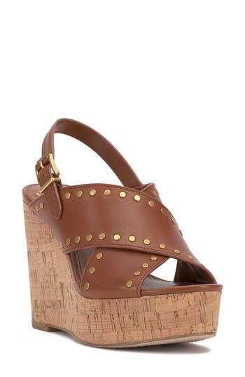 Vince Camuto Ellna Platform Wedge Sandal In Brown