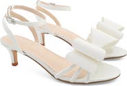 Kailee P Sylvia Satin Strappy Kitten Heel Sandals with Tuxie Bow