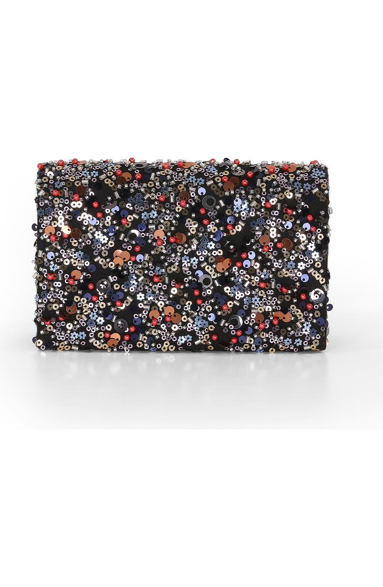 Jewel Badgley Mischka Aurora Beaded Mini Trapezoid Clutch, Alternate, color, Black