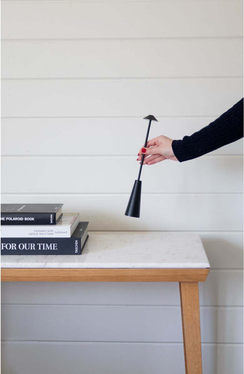 Brightech Enoki 12" Portable USB-Rechargeable LED Bistro Table Lamp with Slim Matte Black Stem and 3-Way Touch Dimming, Alternate, color,