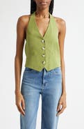Veronica Beard Arabella Linen Blend Halter Vest