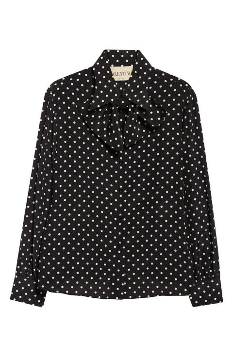 Dot Silk Crêpe de Chine Shirt