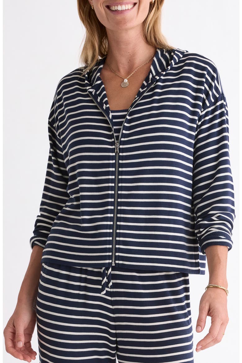 Dreamy Stripe Full Zip Hoodie, Main, color, STRIPE NAUTICAL NAVY