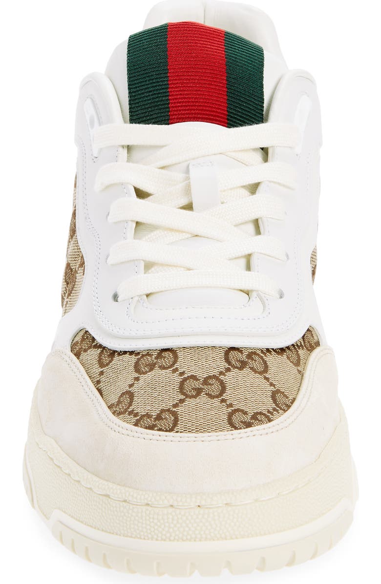 Gucci Re-Web Mixed Media Low Top Sneaker, Alternate, color, Beige Whte